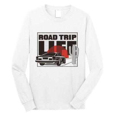Road Trip Life Vintage Car Sunset Long Sleeve Shirt
