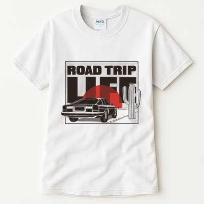 Road Trip Life Vintage Car Sunset Tall T-Shirt