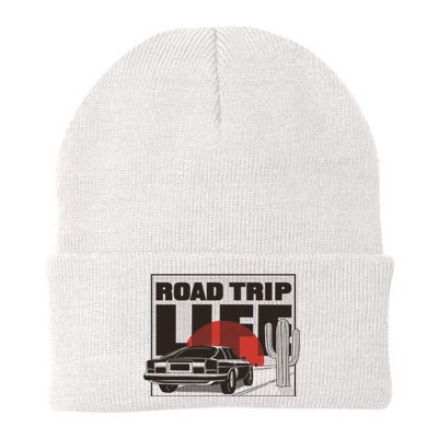 Road Trip Life Vintage Car Sunset Knit Cap Winter Beanie