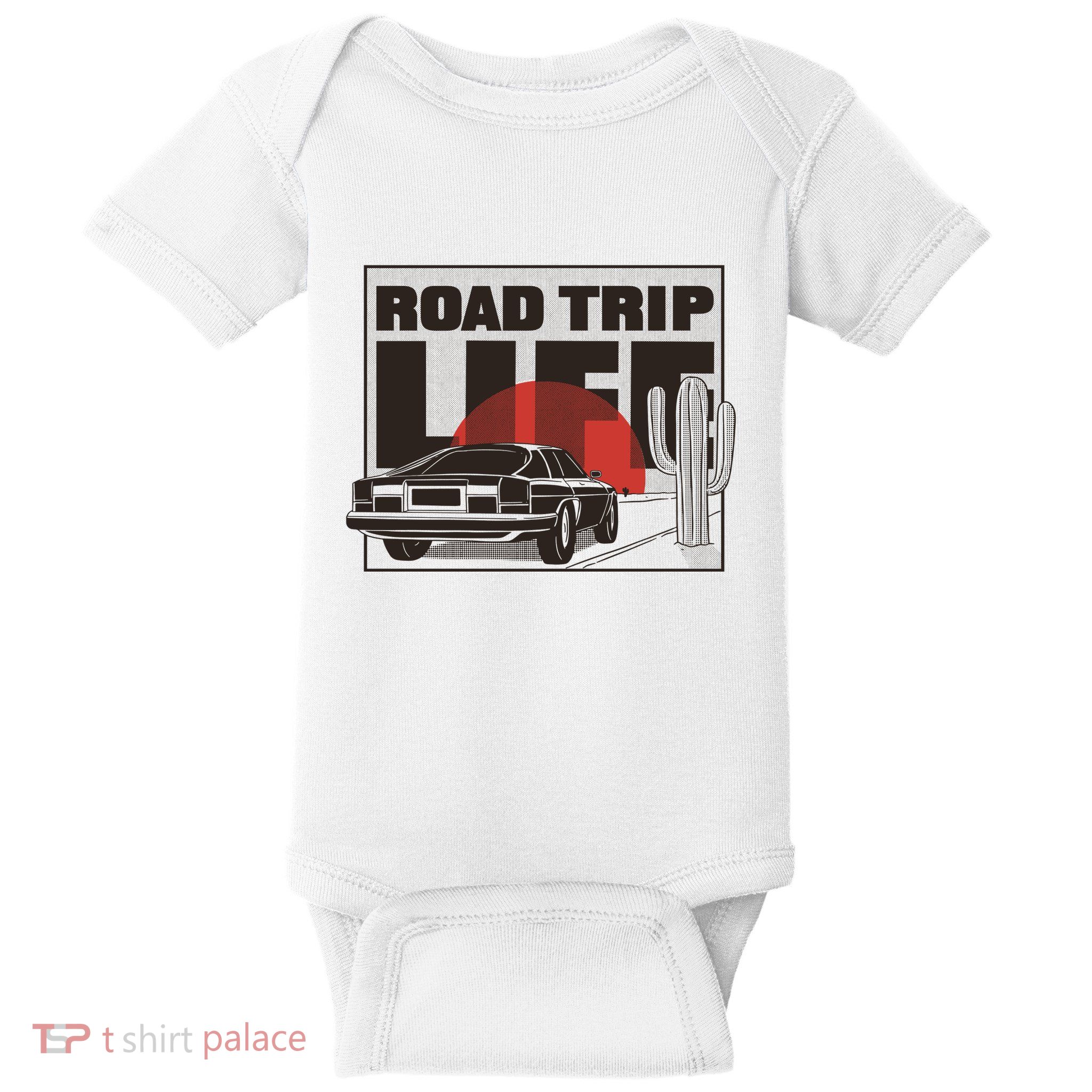 Road Trip Life Vintage Car Sunset Baby Bodysuit