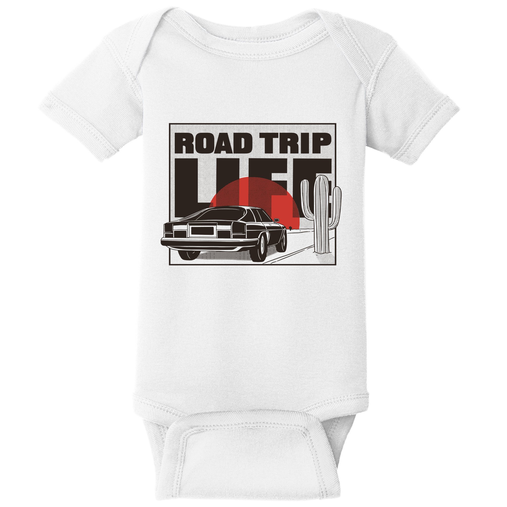 Road Trip Life Vintage Car Sunset Baby Bodysuit