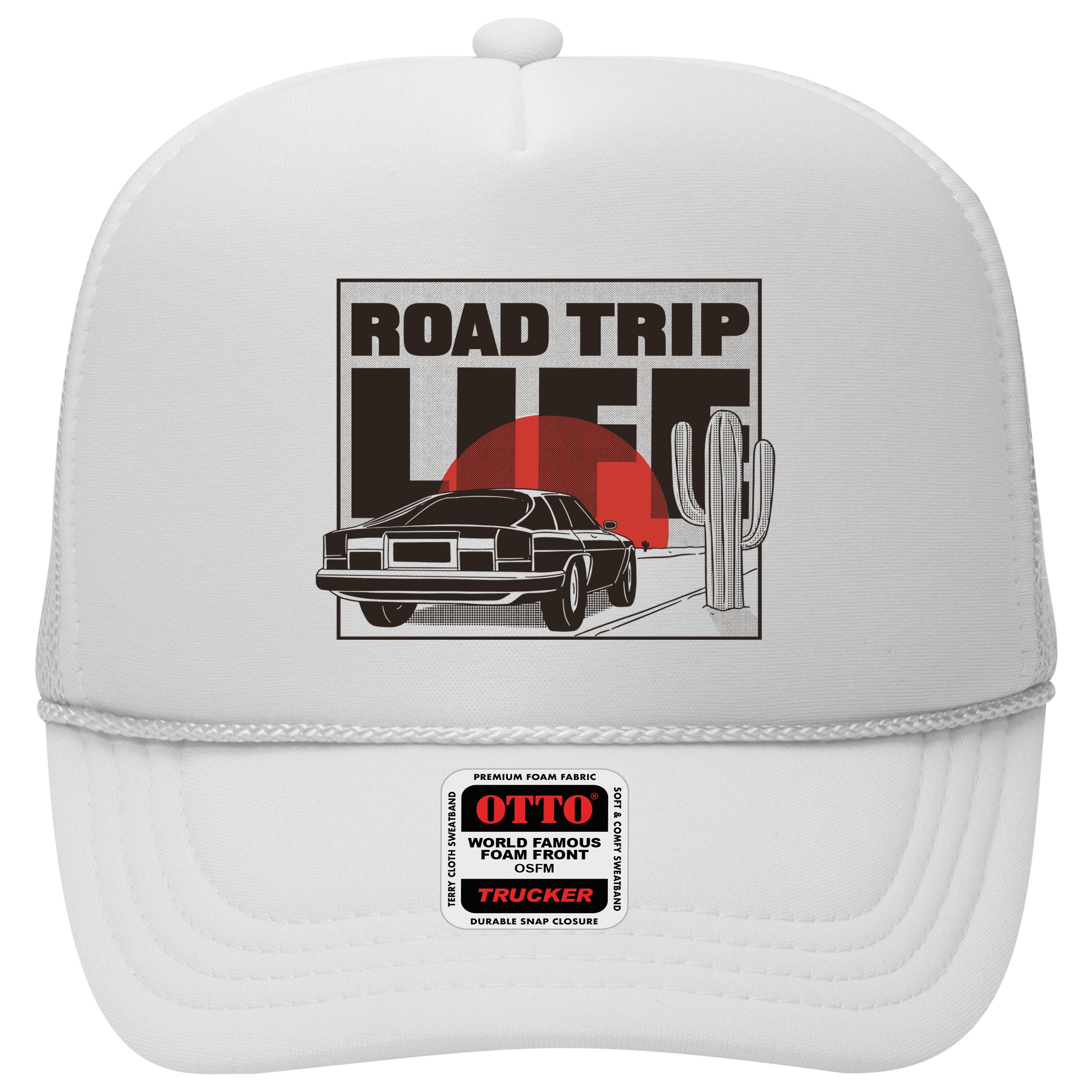 Road Trip Life Vintage Car Sunset Hat