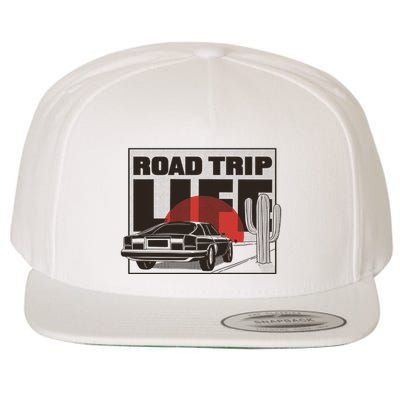 Road Trip Life Vintage Car Sunset Wool Snapback Cap
