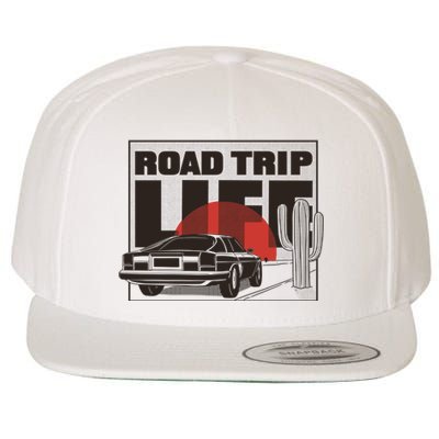 Road Trip Life Vintage Car Sunset Wool Snapback Cap