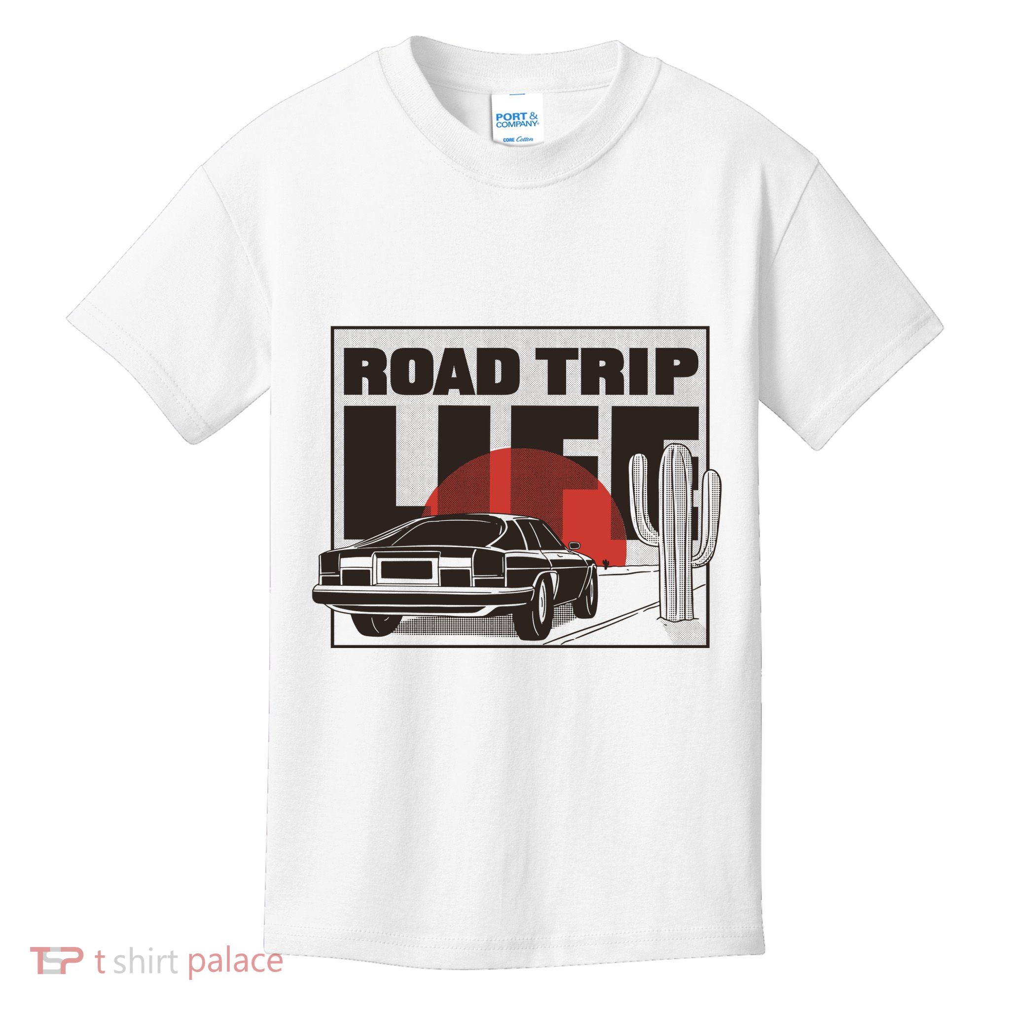 Road Trip Life Vintage Car Sunset Kids T-Shirt
