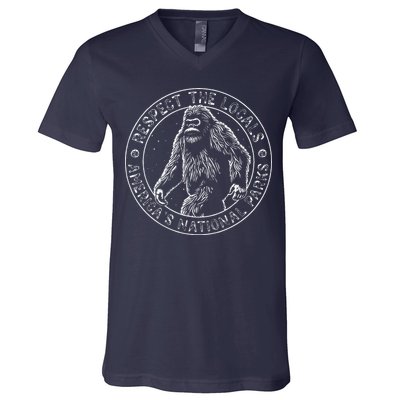 Respect The Locals Bigfoot Sasquatch American National Parks V-Neck T-Shirt
