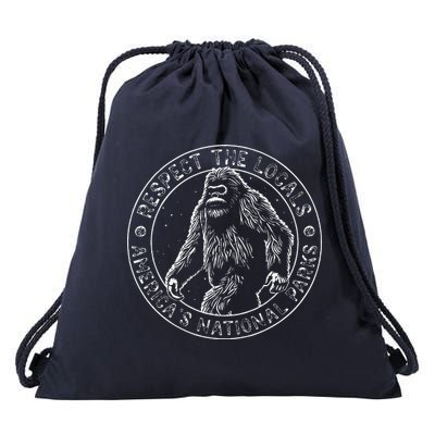 Respect The Locals Bigfoot Sasquatch American National Parks Drawstring Bag