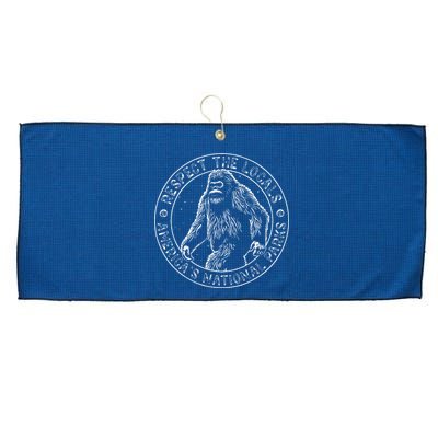 Respect The Locals Bigfoot Sasquatch American National Parks Large Microfiber Waffle Golf Towel