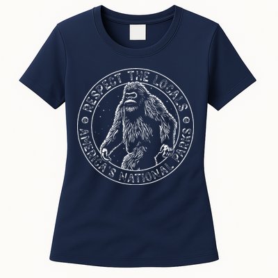 Respect The Locals Bigfoot Sasquatch American National Parks Womens T-Shirt