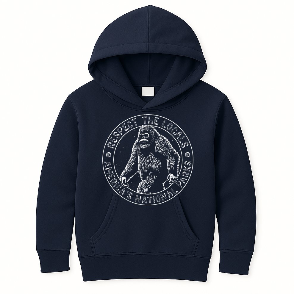 Respect The Locals Bigfoot Sasquatch American National Parks Kids Hoodie