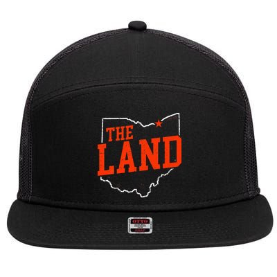 Retro The Land Cleveland Ohio Travel Souvenir 7 Panel Mesh Trucker Snapback Hat