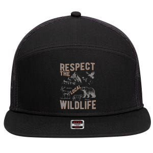 Respect The Local Wildlife 7 Panel Mesh Trucker Snapback Hat