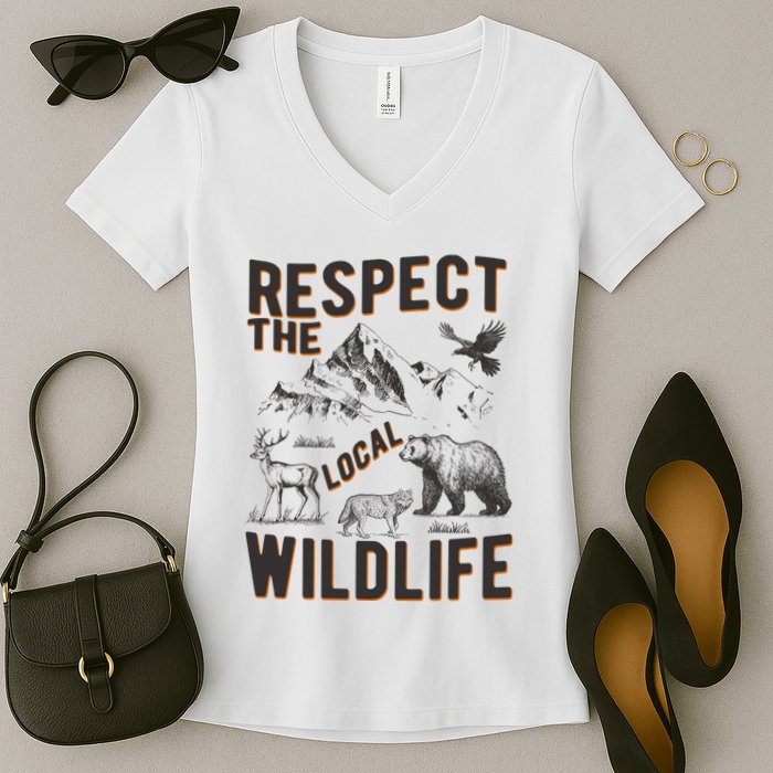 Respect The Local Wildlife Women's V-Neck T-Shirt