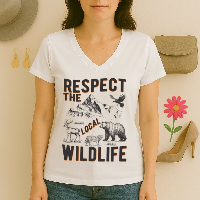 Respect The Local Wildlife Women's V-Neck T-Shirt