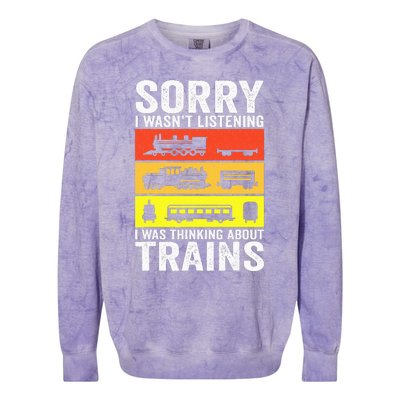 Retro Train Lover Conductor Costume Funny Train Boy Colorblast Crewneck Sweatshirt