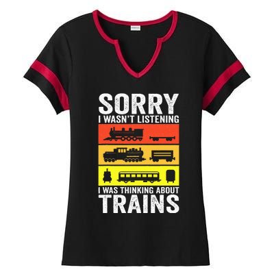 Retro Train Lover Conductor Costume Funny Train Boy Ladies Halftime Notch Neck Tee