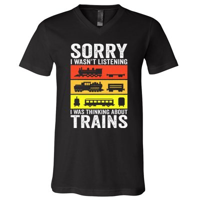 Retro Train Lover Conductor Costume Funny Train Boy V-Neck T-Shirt