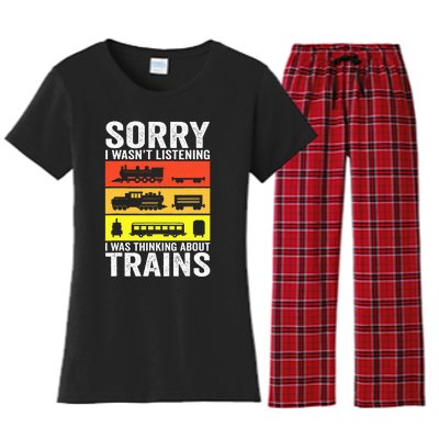 Retro Train Lover Conductor Costume Funny Train Boy Women's Flannel Pajama Set