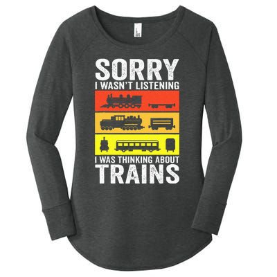 Retro Train Lover Conductor Costume Funny Train Boy Women's Perfect Tri Tunic Long Sleeve Shirt