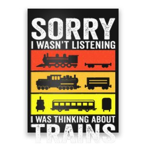 Retro Train Lover Conductor Costume Funny Train Boy Poster