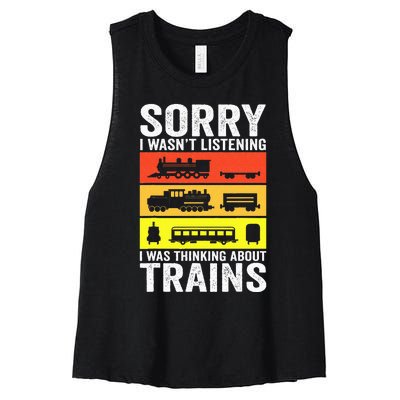 Retro Train Lover Conductor Costume Funny Train Boy Women's Racerback Cropped Tank