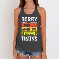 Retro Train Lover Conductor Costume Funny Train Boy Women's Knotted Racerback Tank