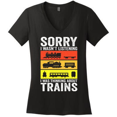 Retro Train Lover Conductor Costume Funny Train Boy Women's V-Neck T-Shirt