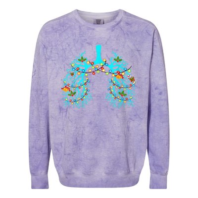 Respiratory Therapy Lung Christmas Xmas Light Ornament Colorblast Crewneck Sweatshirt