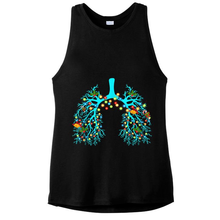 Respiratory Therapy Lung Christmas Xmas Light Ornament Ladies PosiCharge Tri-Blend Wicking Tank