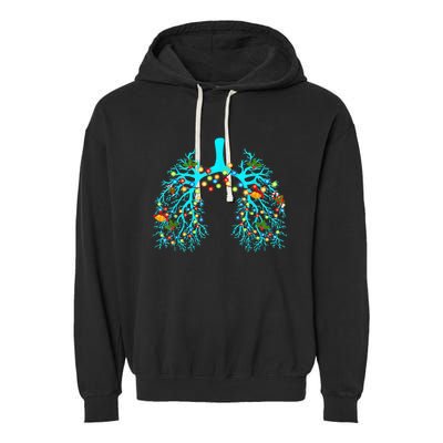 Respiratory Therapy Lung Christmas Xmas Light Ornament Garment-Dyed Fleece Hoodie