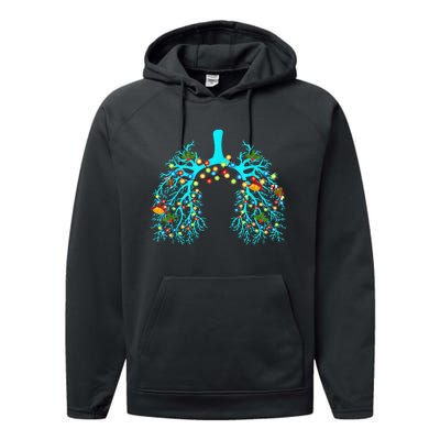 Respiratory Therapy Lung Christmas Xmas Light Ornament Performance Fleece Hoodie