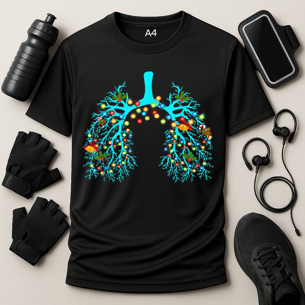 Respiratory Therapy Lung Christmas Xmas Light Ornament Cooling Performance Crew T-Shirt