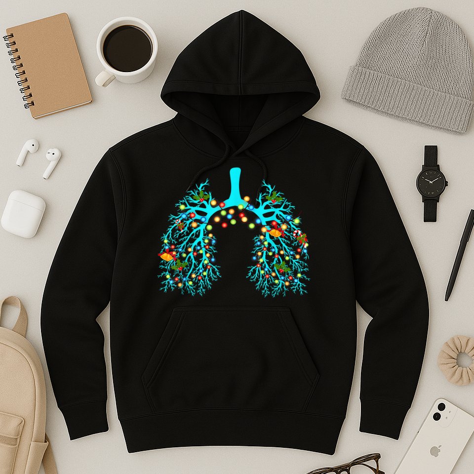 Respiratory Therapy Lung Christmas Xmas Light Ornament Hoodie