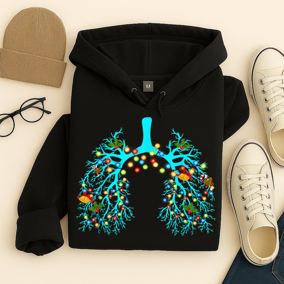 Respiratory Therapy Lung Christmas Xmas Light Ornament Hoodie