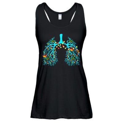 Respiratory Therapy Lung Christmas Xmas Light Ornament Ladies Essential Flowy Tank