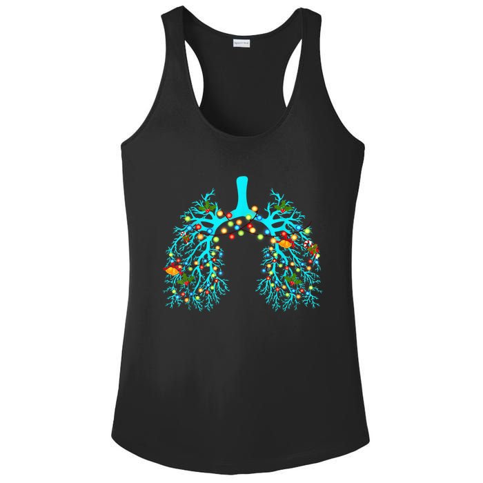 Respiratory Therapy Lung Christmas Xmas Light Ornament Ladies PosiCharge Competitor Racerback Tank