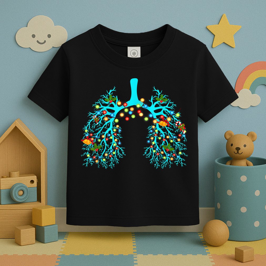 Respiratory Therapy Lung Christmas Xmas Light Ornament Toddler T-Shirt