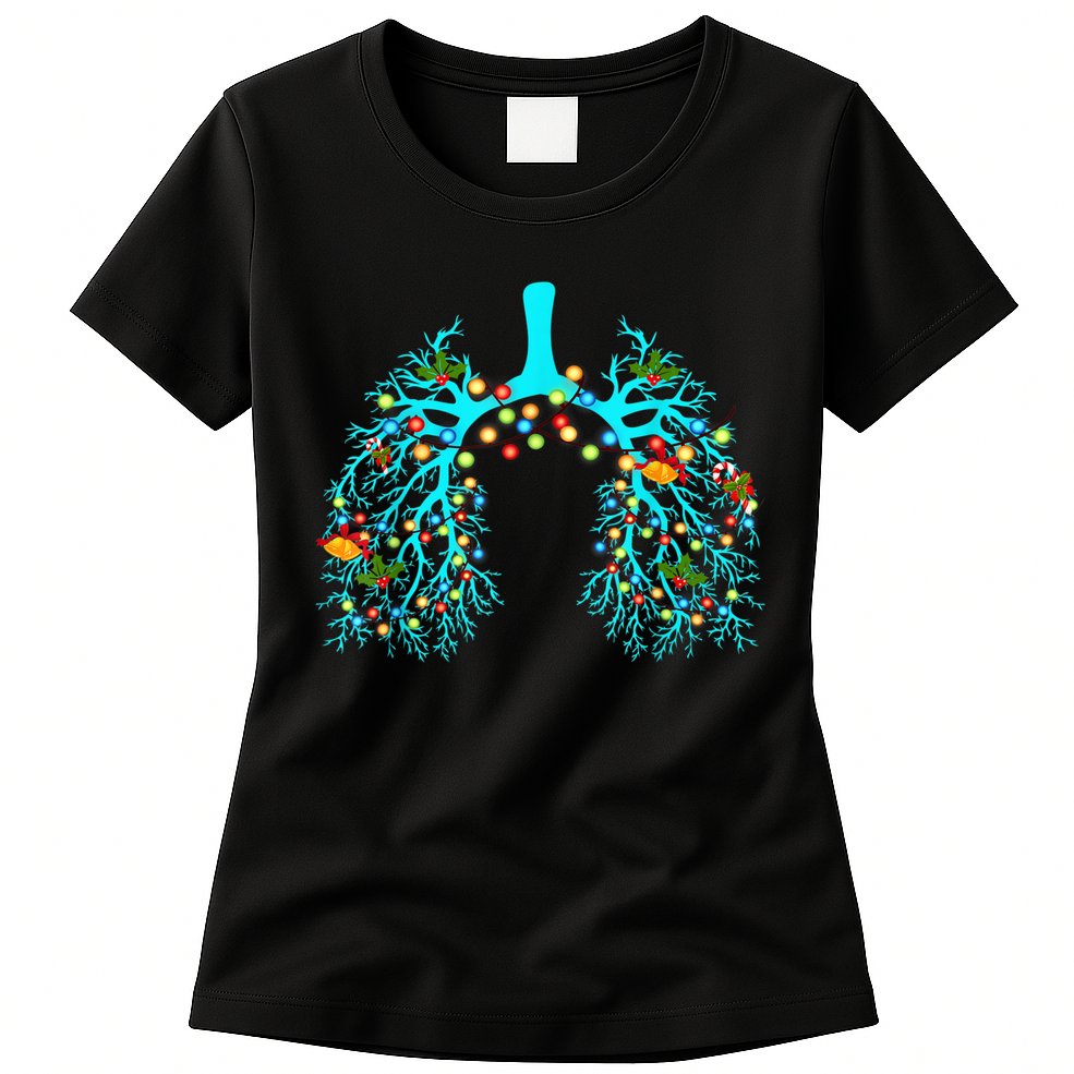 Respiratory Therapy Lung Christmas Xmas Light Ornament Womens T-Shirt