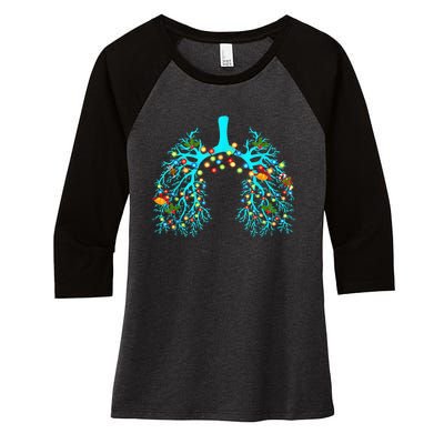 Respiratory Therapy Lung Christmas Xmas Light Ornament Women's Tri-Blend 3/4-Sleeve Raglan Shirt