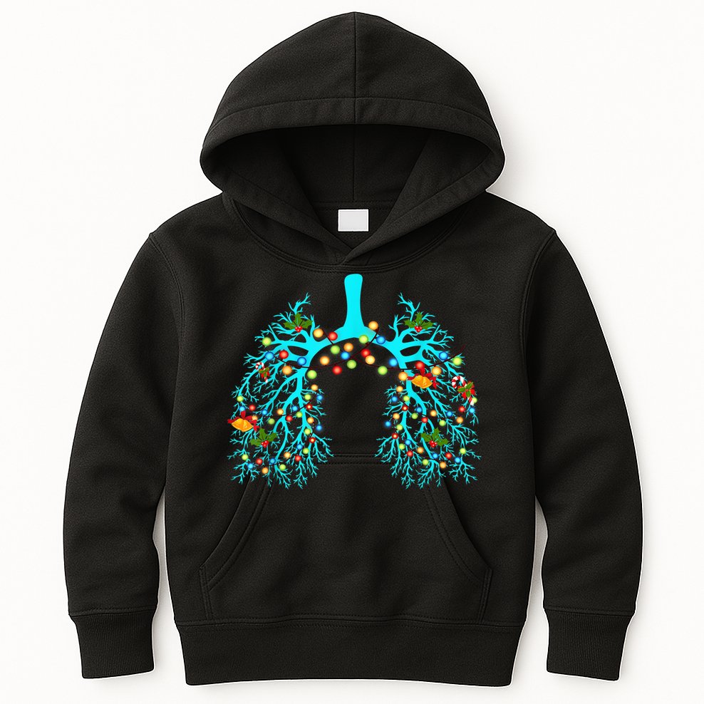 Respiratory Therapy Lung Christmas Xmas Light Ornament Kids Hoodie
