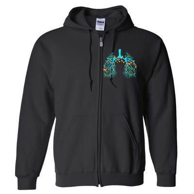 Respiratory Therapy Lung Christmas Xmas Light Ornament Full Zip Hoodie