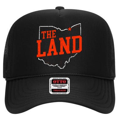 Retro The Land Cleveland Ohio Travel Souvenir High Crown Mesh Back Trucker Hat