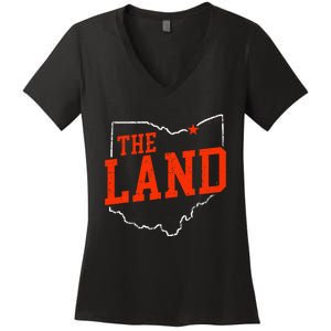 Retro The Land Cleveland Ohio Travel Souvenir Women's V-Neck T-Shirt