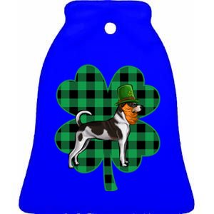 Rat Terrier Leprechaun St Patricks Day Lucky Clover Great Gift Ceramic Bell Ornament