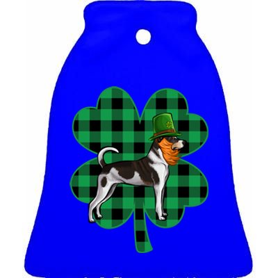 Rat Terrier Leprechaun St Patricks Day Lucky Clover Great Gift Ceramic Bell Ornament