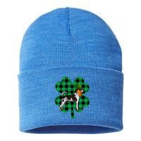 Rat Terrier Leprechaun St Patricks Day Lucky Clover Great Gift Sustainable Knit Beanie