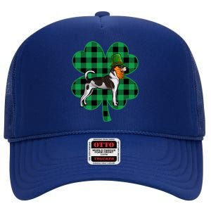 Rat Terrier Leprechaun St Patricks Day Lucky Clover Great Gift High Crown Mesh Back Trucker Hat