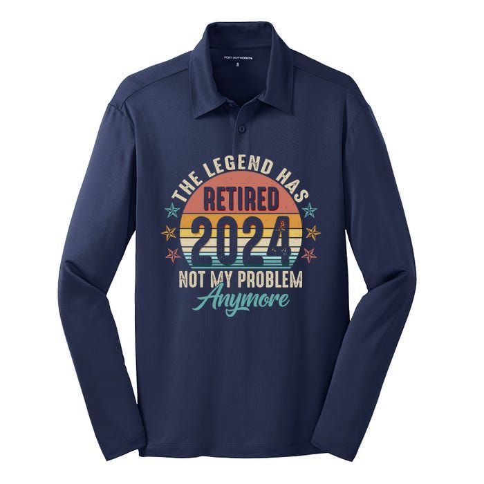 Retro The Legend Has Retired Not My Problem Anymore 2024 Silk Touch Performance Long Sleeve Polo