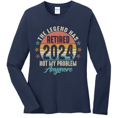 Retro The Legend Has Retired Not My Problem Anymore 2024 Ladies Long Sleeve Shirt