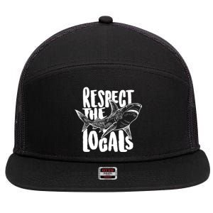 Respect The Locals Shark Week Lover 7 Panel Mesh Trucker Snapback Hat